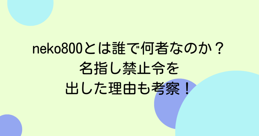 neko800とは誰で何者なのか？名指し禁止令を出した理由も考察！