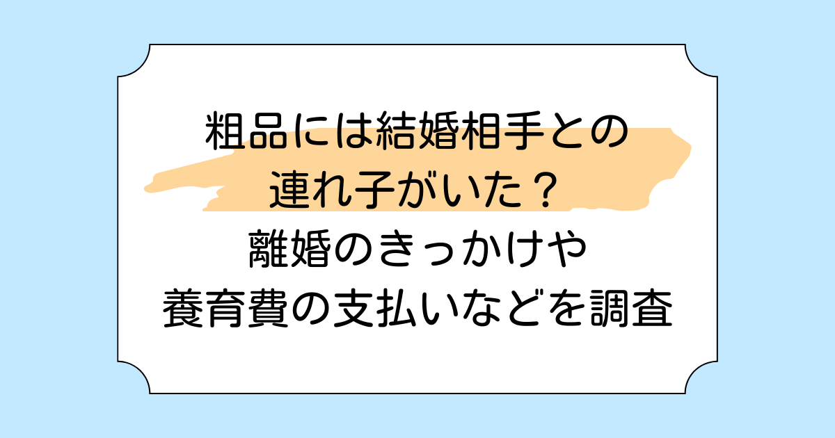 粗品には結婚相手との連れ子がいた？離婚のきっかけや養育費の支払いなどを調査