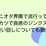ジャニオタ界隈で流行っている ビッグカツで良席のジンクスとは？ 使い回しについても調査