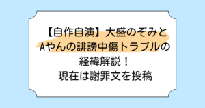 【自作自演】大盛のぞみとAやんの誹謗中傷トラブルの経緯解説！現在は謝罪文を投稿